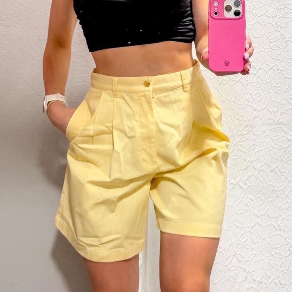 90s vintage Ralph Lauren yellow cotton shorts Size 8